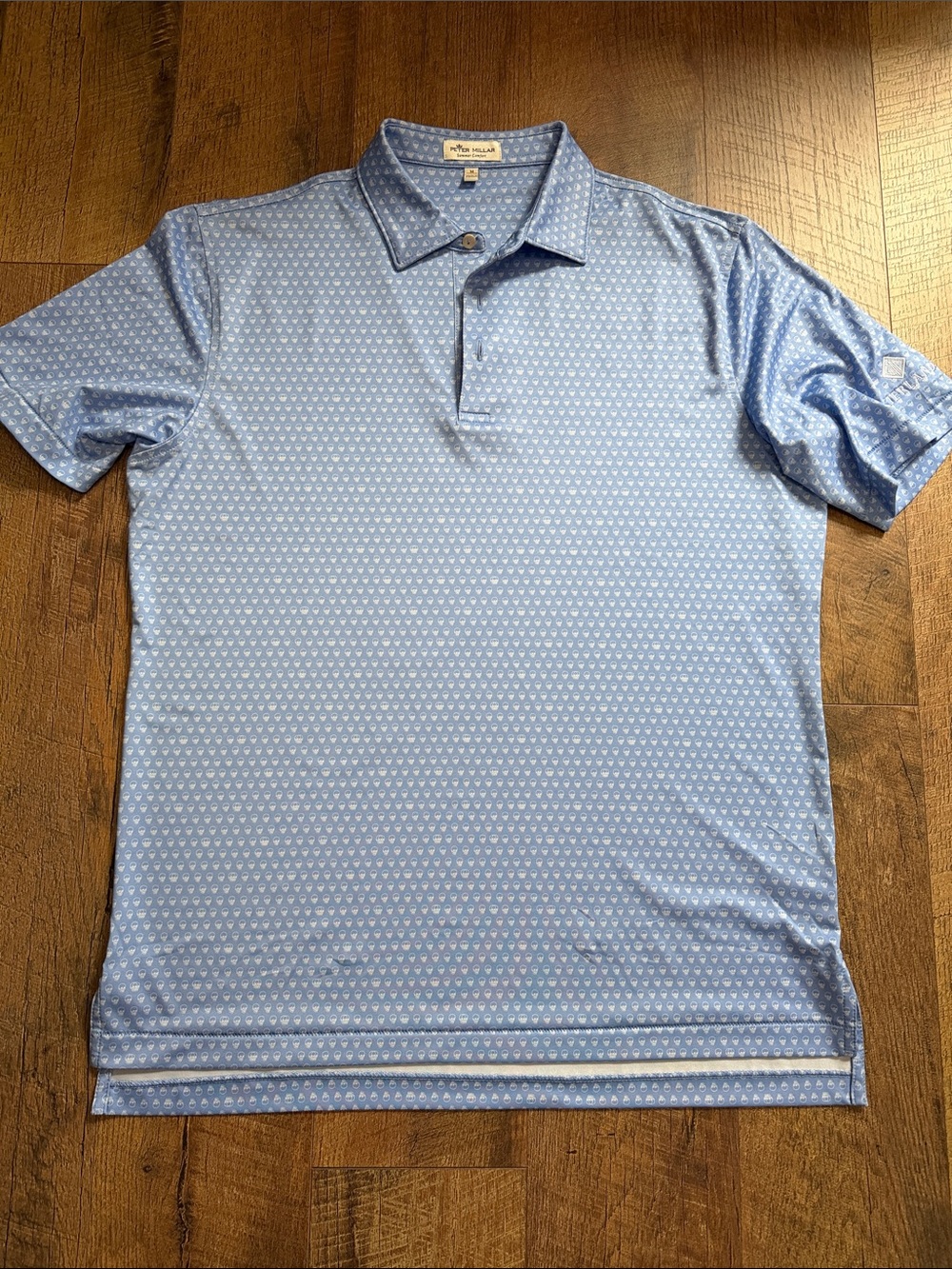 Peter Millar Light Blue Micro-Print Polo